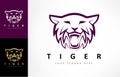 Tiger logo vector. Predatory wild animal design.